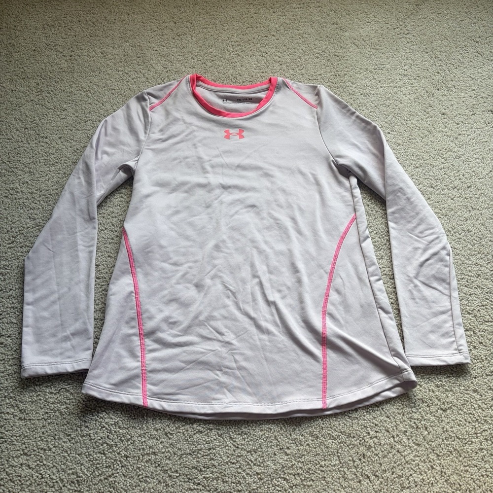 Under Armour Cold Gear Fitted Long Sleeve Shirt YXL Youth XL Purple Pink